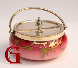 "PEACH BLOW" BISCUIT BARREL